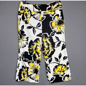 Sandro Sportswear Pants Womens 8 Floral Wide Leg Stretch Capri Cropped Trousers